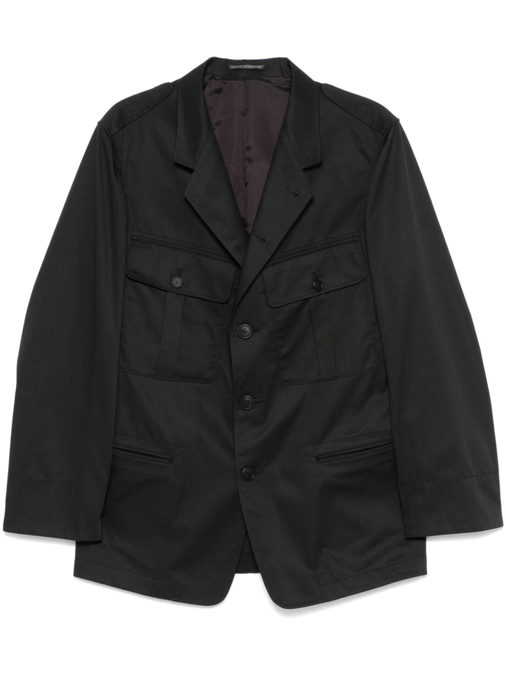 Yohji Yamamoto pleat-detail twill blazer - Black von Yohji Yamamoto