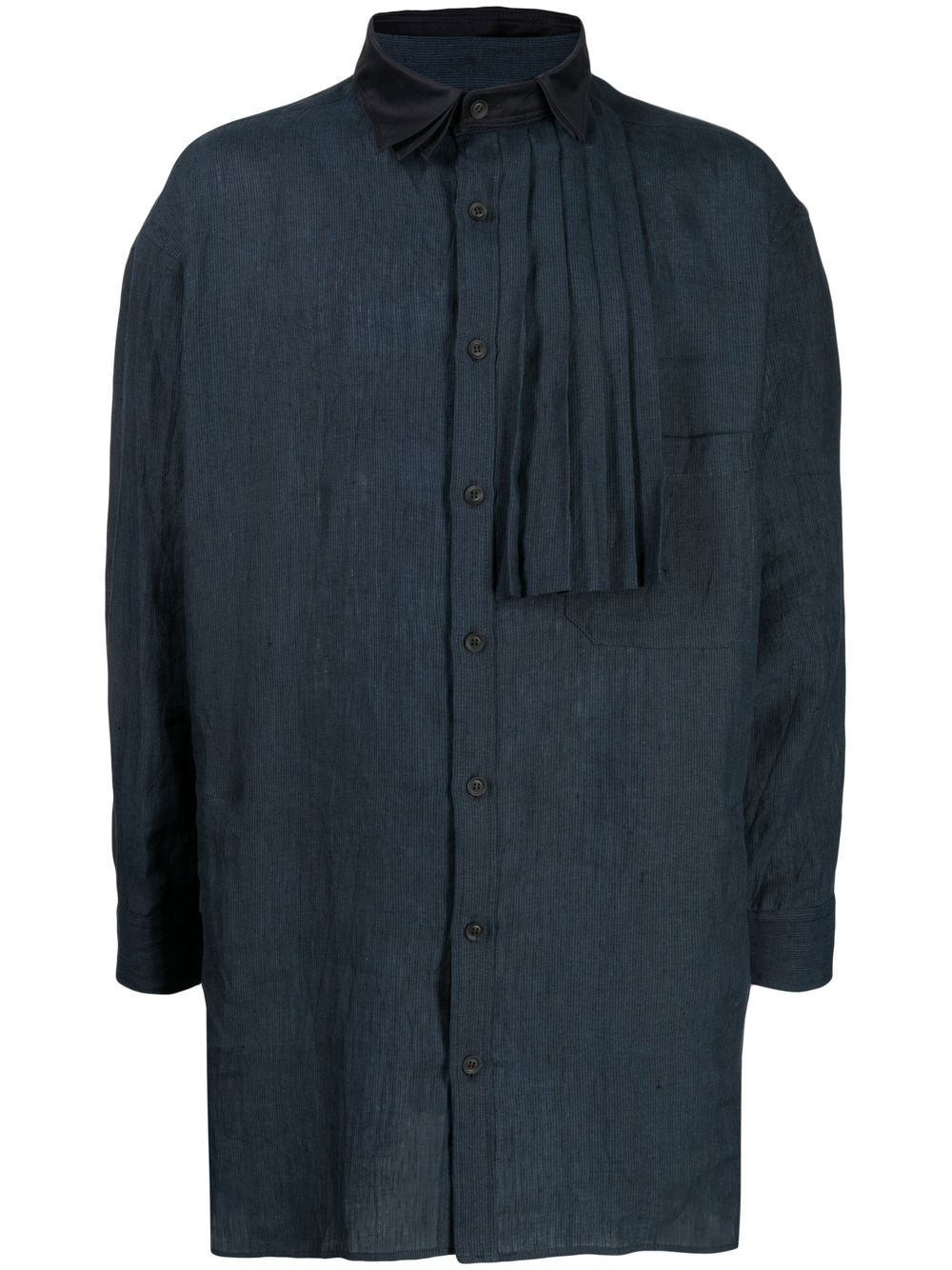 Yohji Yamamoto pleated-detail cotton shirt - Blue von Yohji Yamamoto