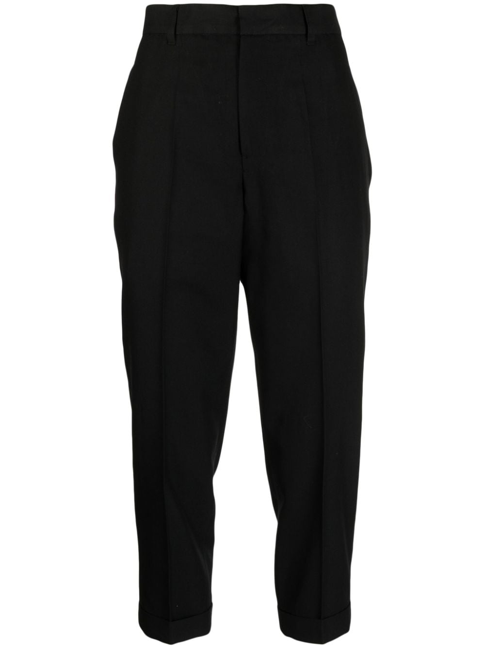 Yohji Yamamoto pressed-crease cropped trousers - Black von Yohji Yamamoto