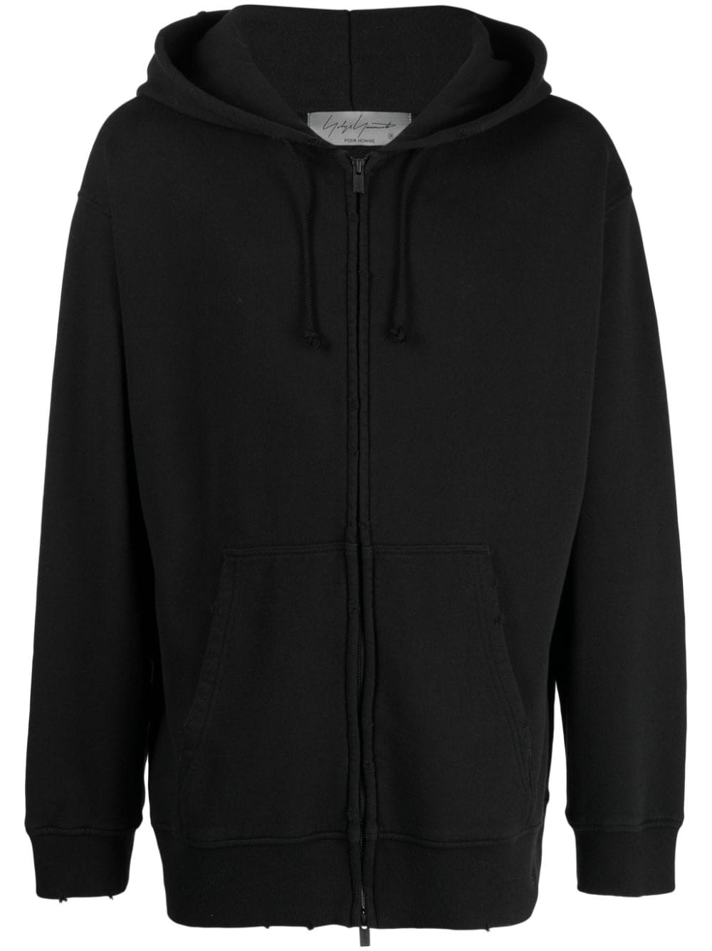 Yohji Yamamoto ripped cotton hooded jacket - Black von Yohji Yamamoto