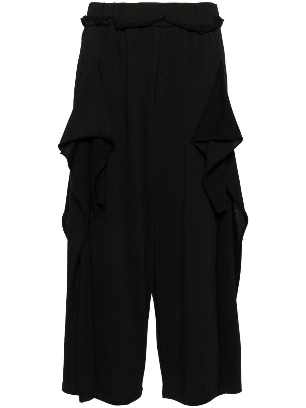 Yohji Yamamoto ruffled cropped trousers - Black von Yohji Yamamoto