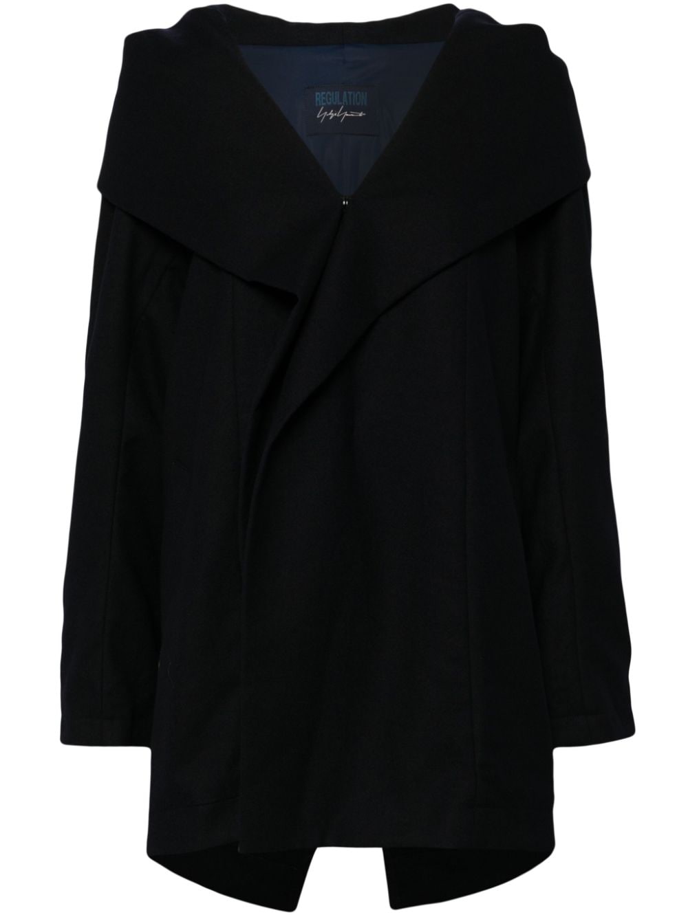 Yohji Yamamoto draped wool coat - Black von Yohji Yamamoto