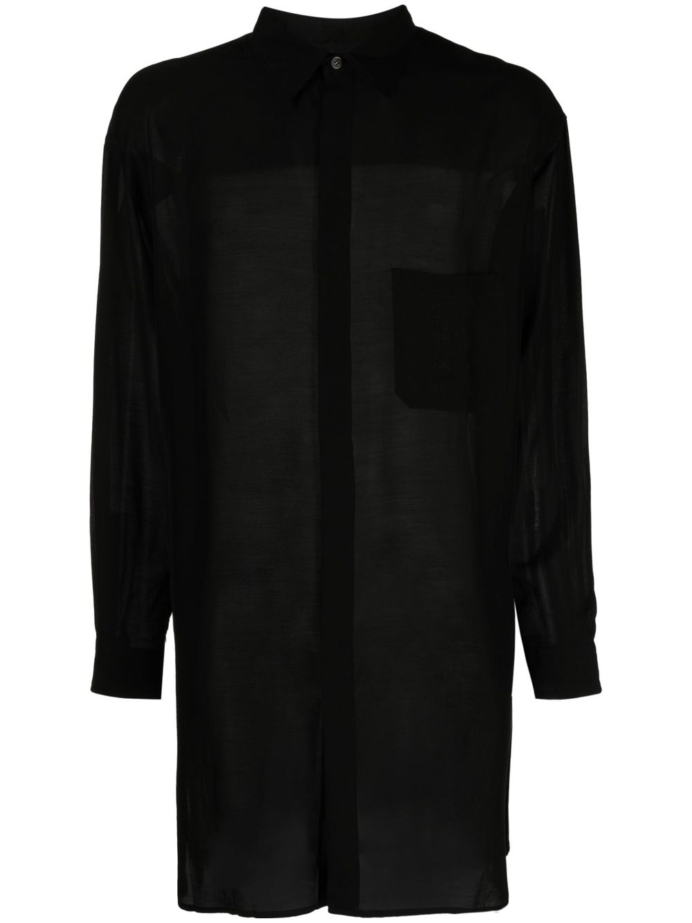 Yohji Yamamoto sheer-finish long shirt - Black von Yohji Yamamoto