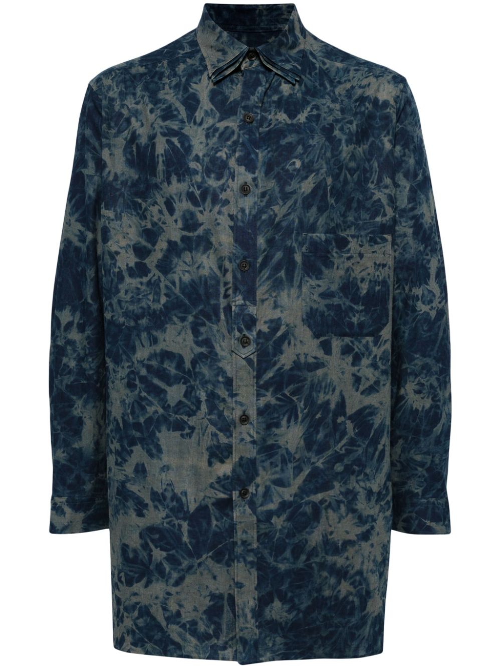 Yohji Yamamoto sheeting ink triple collar shirt - Blue von Yohji Yamamoto