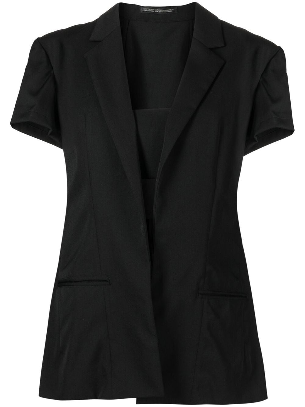 Yohji Yamamoto short-sleeved wool blazer - Black von Yohji Yamamoto