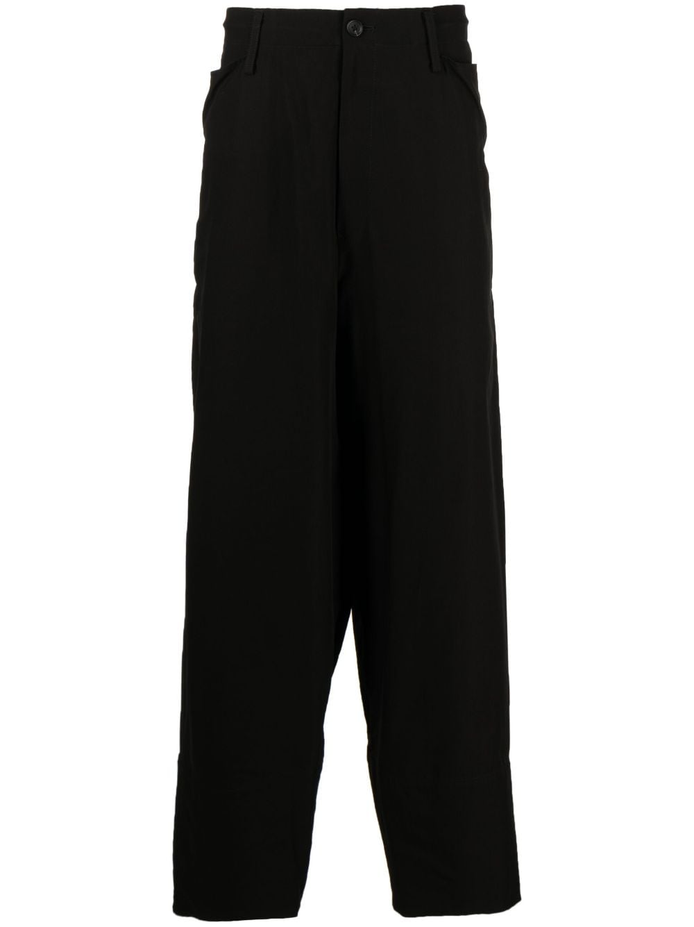 Yohji Yamamoto side-buttons cotton-blend trousers - Black von Yohji Yamamoto