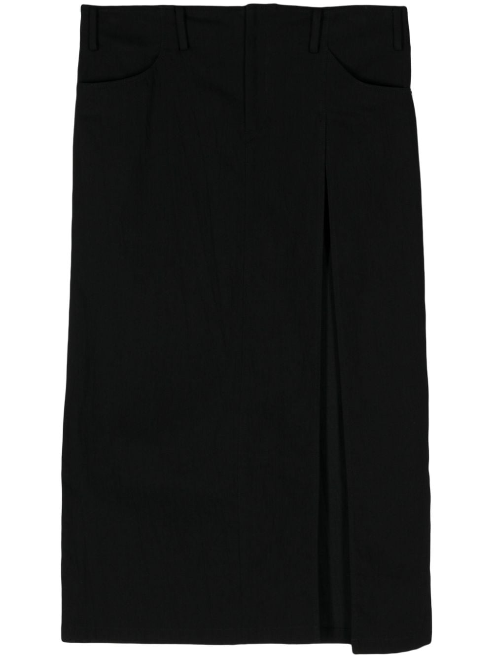 Yohji Yamamoto side-slit denim maxi skirt - Black von Yohji Yamamoto