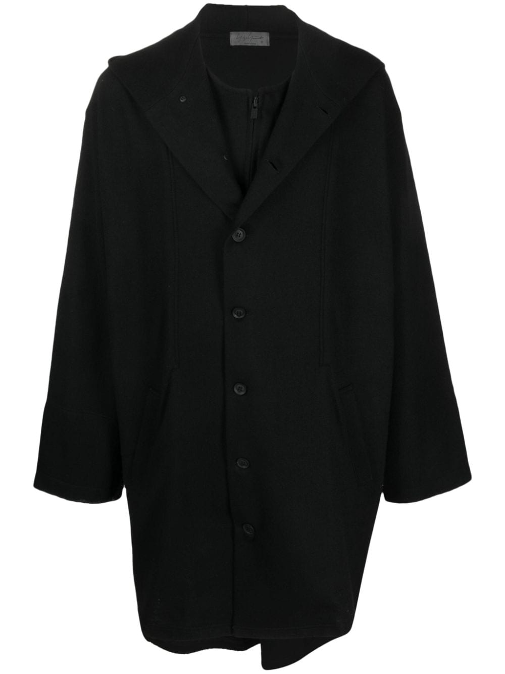 Yohji Yamamoto single-breasted hooded coat - Black von Yohji Yamamoto