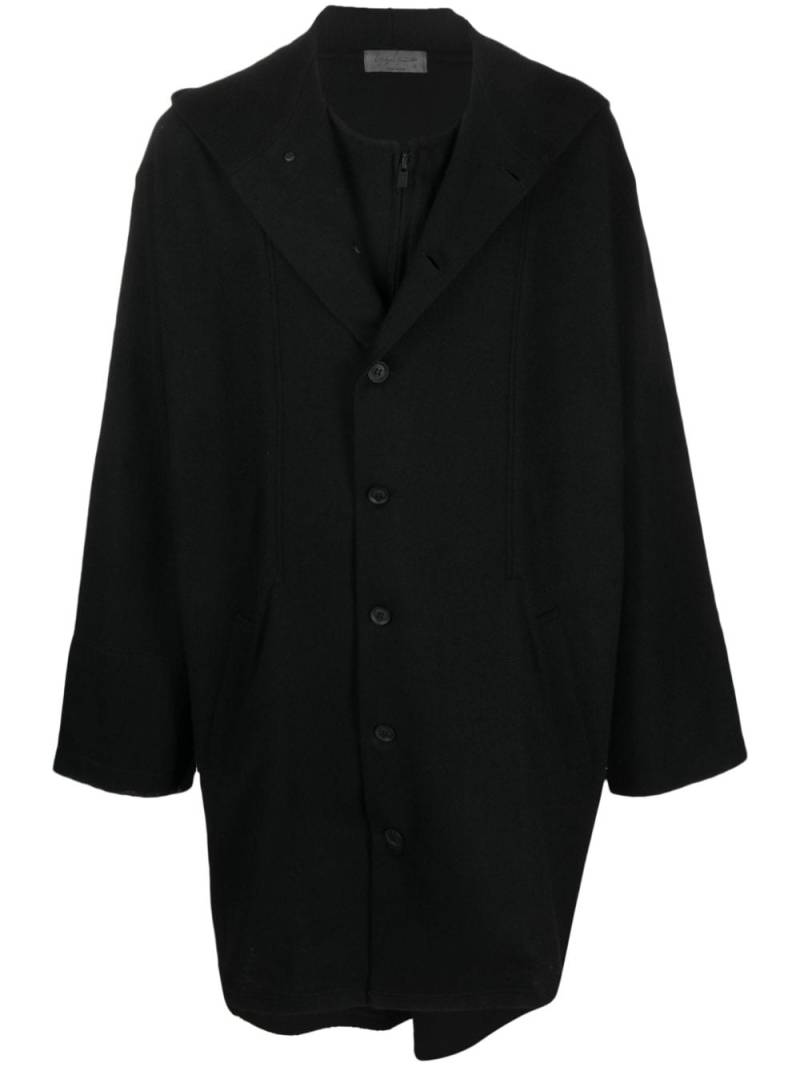 Yohji Yamamoto single-breasted hooded coat - Black von Yohji Yamamoto