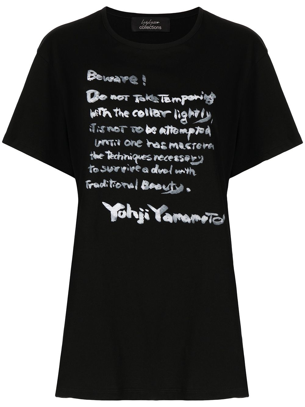 Yohji Yamamoto slogan-print cotton T-shirt - Black von Yohji Yamamoto