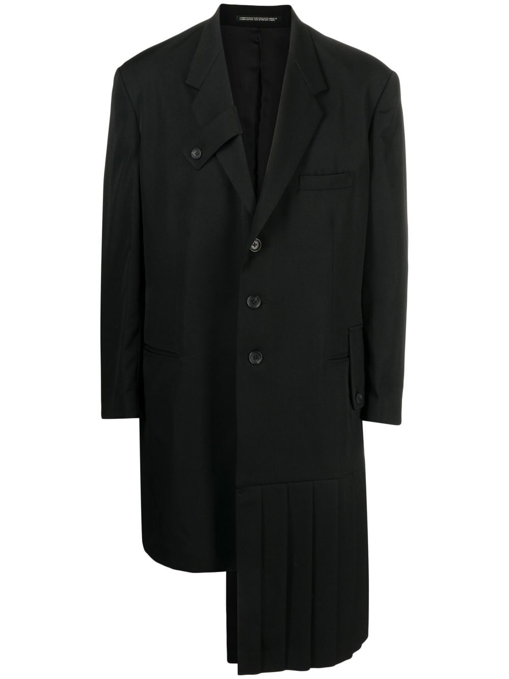 Yohji Yamamoto slogan-print single-breasted coat - Black von Yohji Yamamoto