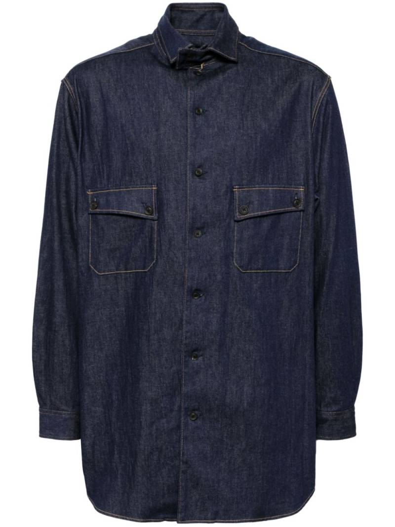 Yohji Yamamoto stand collar shirt - Blue von Yohji Yamamoto