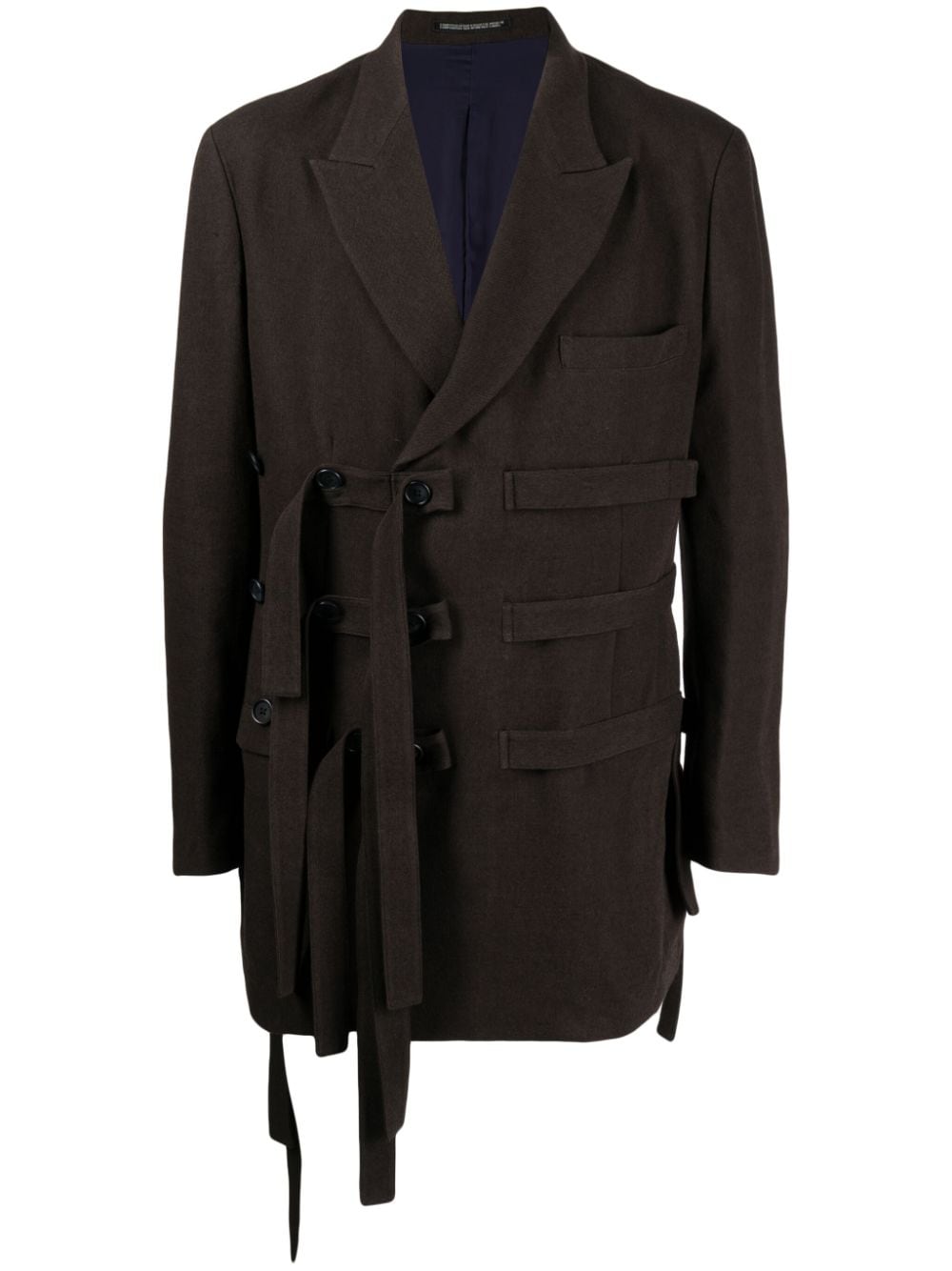 Yohji Yamamoto strapped long-sleeve coat - Brown von Yohji Yamamoto