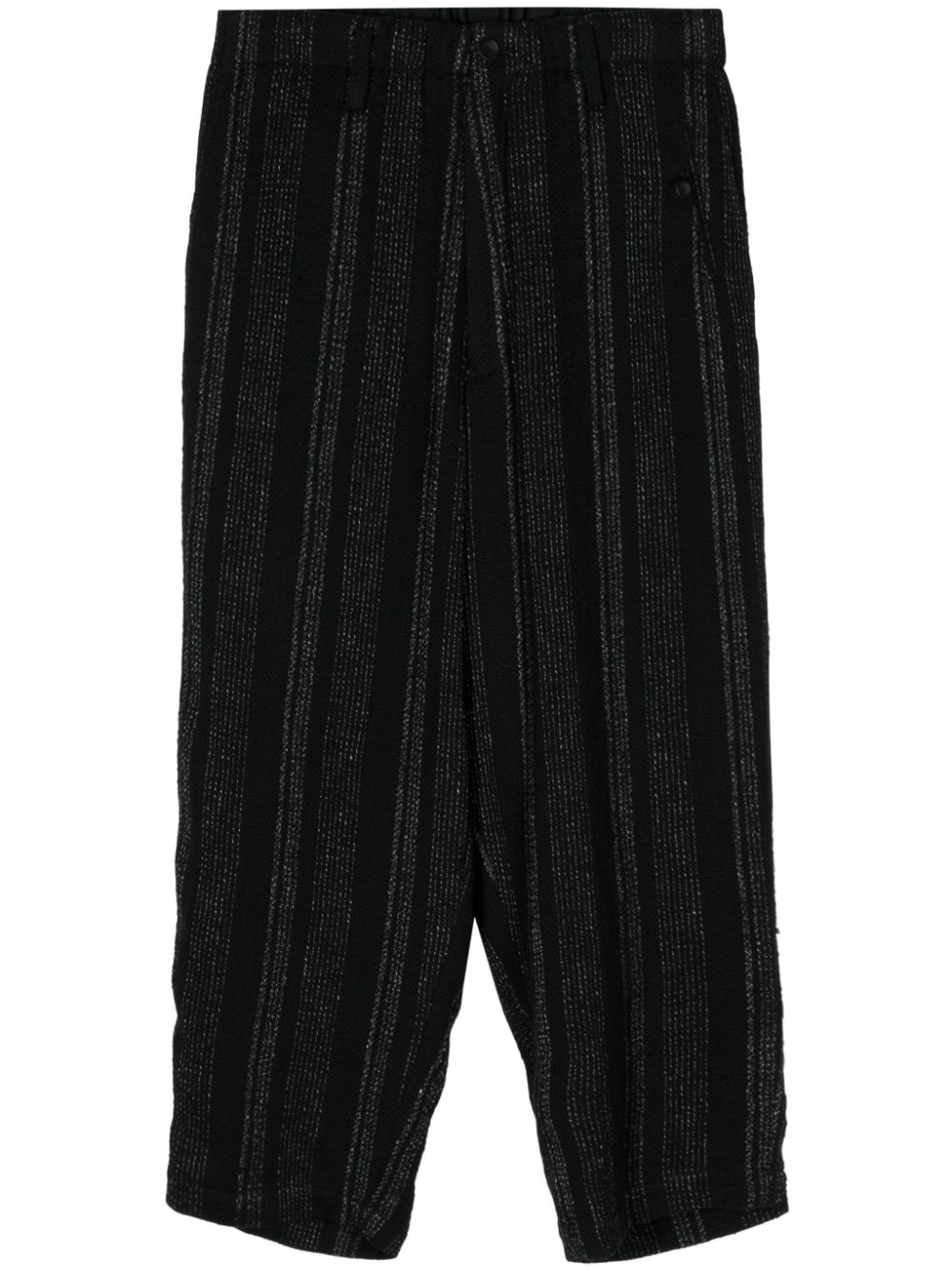 Yohji Yamamoto striped cropped trousers - Blue von Yohji Yamamoto