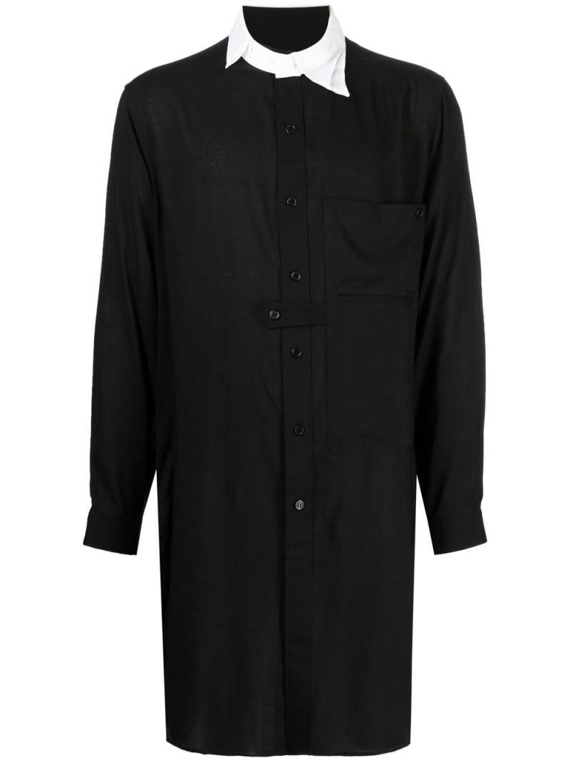 Yohji Yamamoto tab-collar long shirt - Black von Yohji Yamamoto