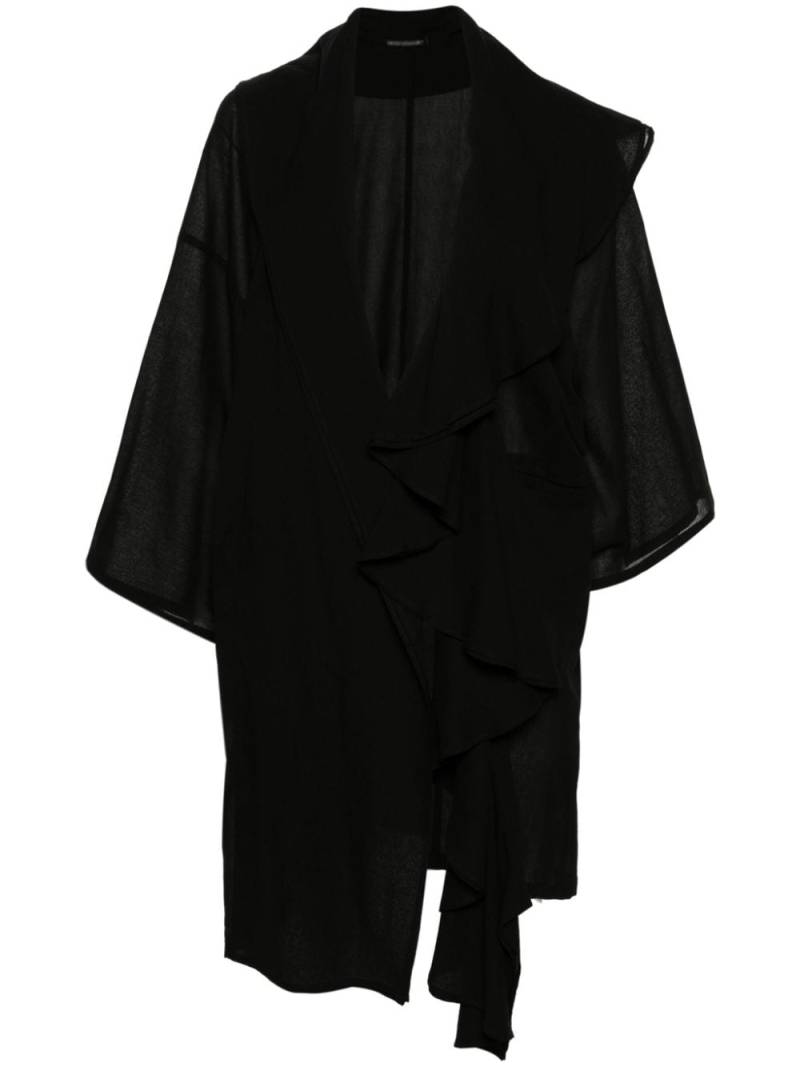 Yohji Yamamoto textured draped midi coat - Black von Yohji Yamamoto