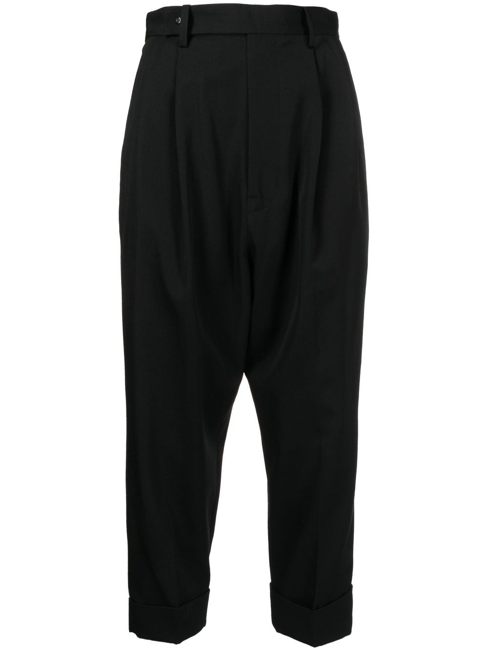 Yohji Yamamoto wool cropped tapered-trousers - Black von Yohji Yamamoto