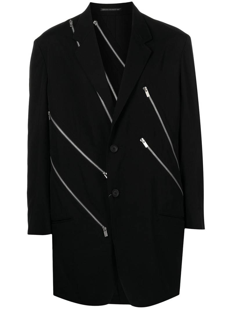 Yohji Yamamoto zip-detail single-breasted blazer - Black von Yohji Yamamoto