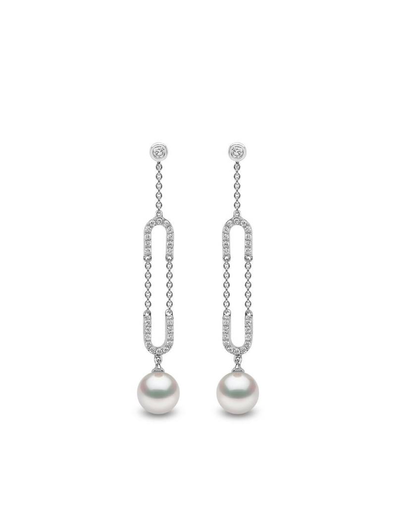 Yoko London 18kt white gold Trend freshwater pearl and diamond earrings - Silver von Yoko London