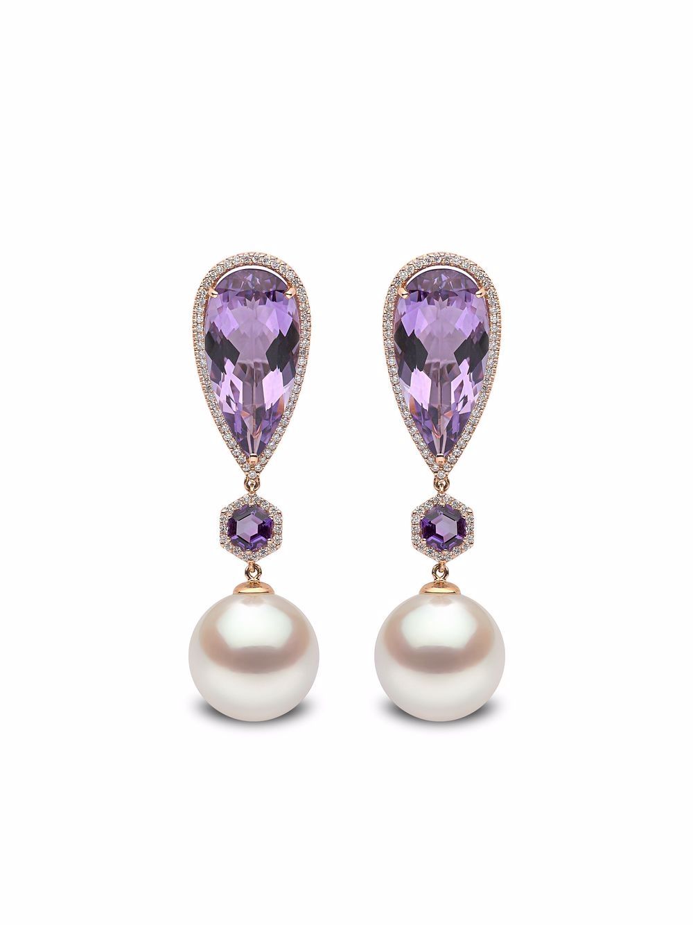 Yoko London 18kt rose gold Kaleidoscope amethyst and South Sea pearl drop earrings - Pink von Yoko London