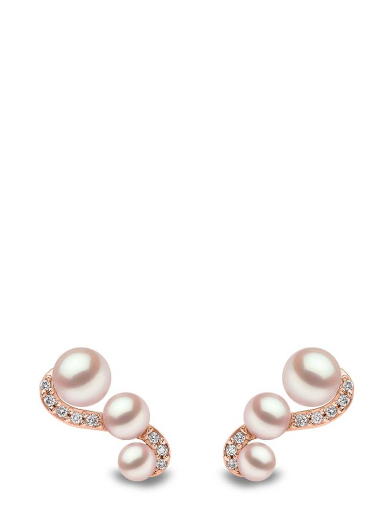 Yoko London 18kt rose gold Sleek Akoya pearl and diamond earrings - Pink von Yoko London