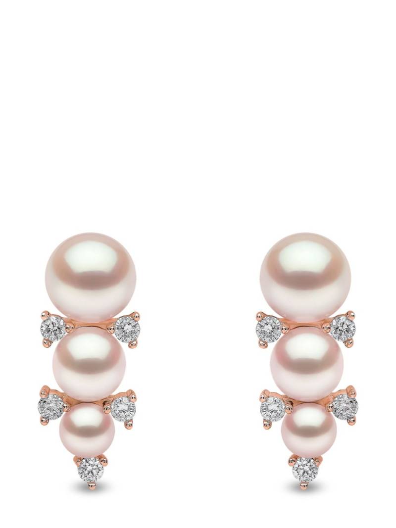 Yoko London 18kt rose gold Sleek Akoya pearl diamond earrings - Pink von Yoko London