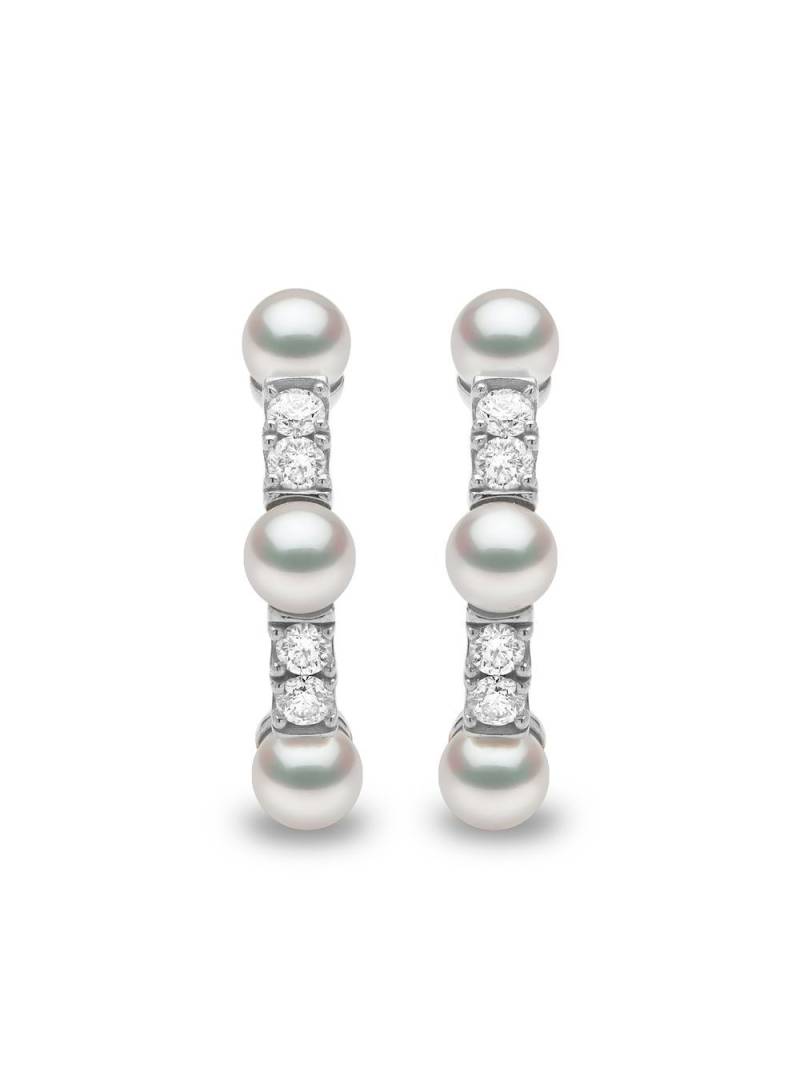 Yoko London 18kt white gold Eclipse Akoya pearl and diamond hoop earrings - Silver von Yoko London