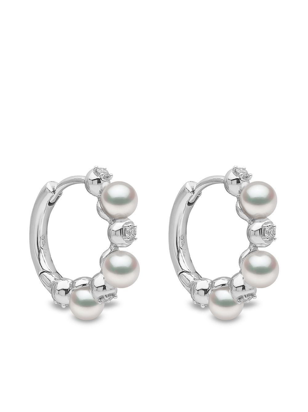 Yoko London 18kt white gold Eclipse Akoya pearl and diamond hoop earrings - Silver von Yoko London