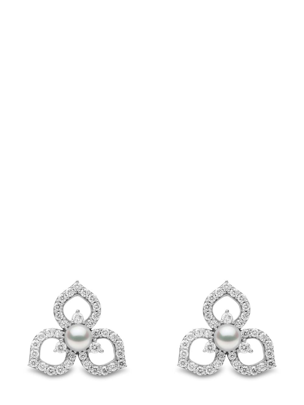 Yoko London 18kt white gold Petal pearl and diamond earrings - Silver von Yoko London