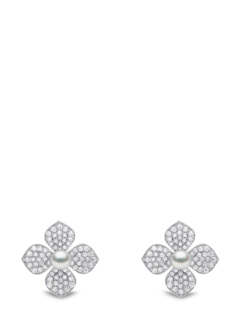 Yoko London 18kt white gold Petal pearl and diamond earrings - Silver von Yoko London