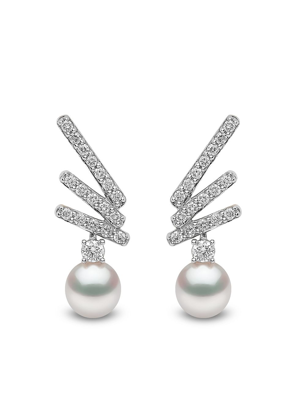 Yoko London 18kt white gold Sleek Akoya pearl and diamond earrings - Silver von Yoko London