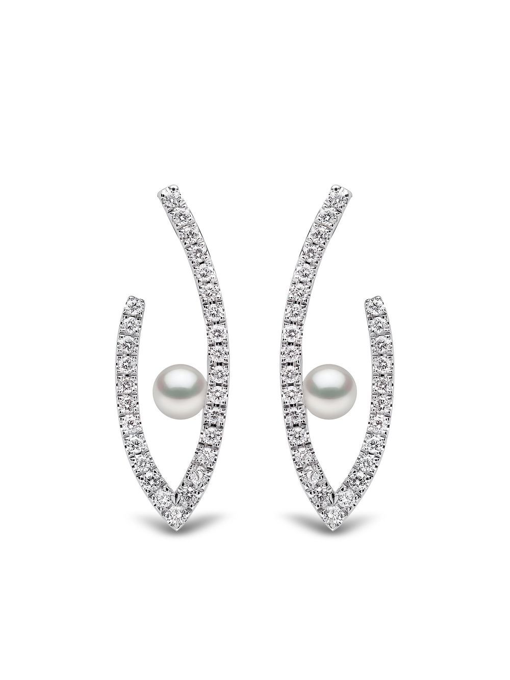 Yoko London 18kt white gold Sleek Akoya pearl and diamond earrings - Silver von Yoko London