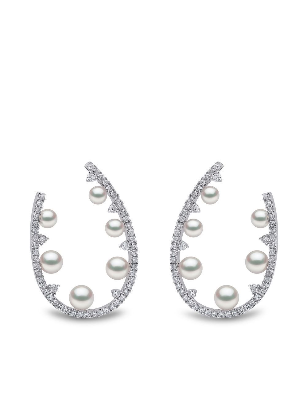 Yoko London 18kt white gold Sleek Akoya pearl and diamond earrings - Silver von Yoko London