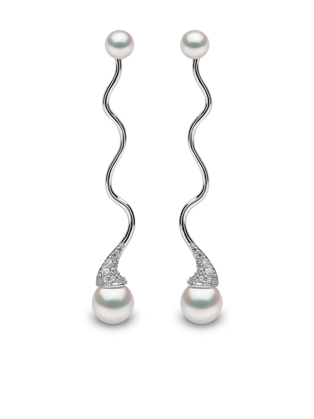 Yoko London 18kt white gold Sleek Akoya pearl and diamond earrings - Silver von Yoko London