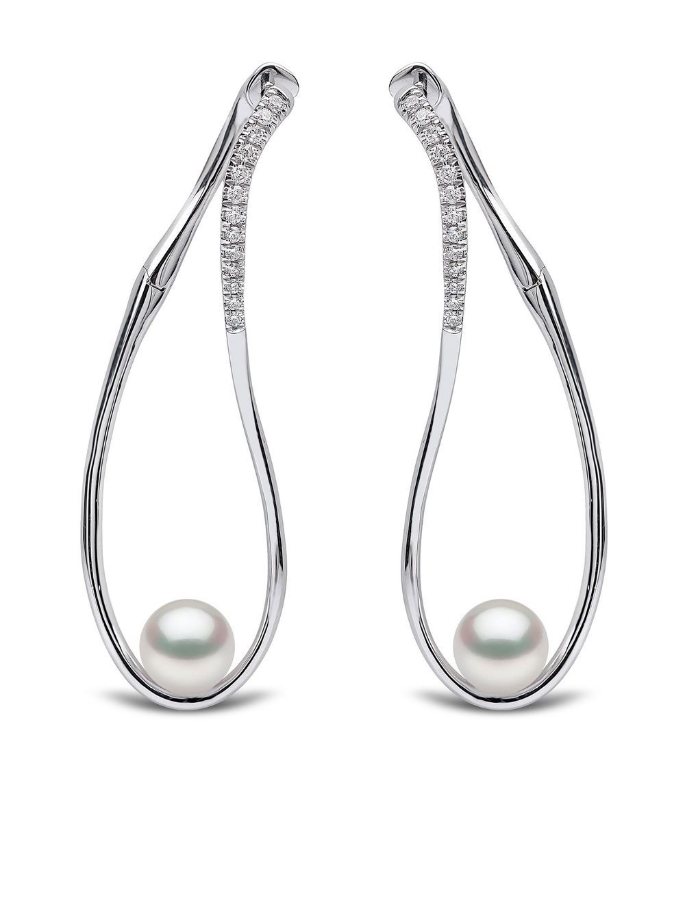 Yoko London 18kt white gold Sleek Akoya pearl and diamond earrings - Silver von Yoko London