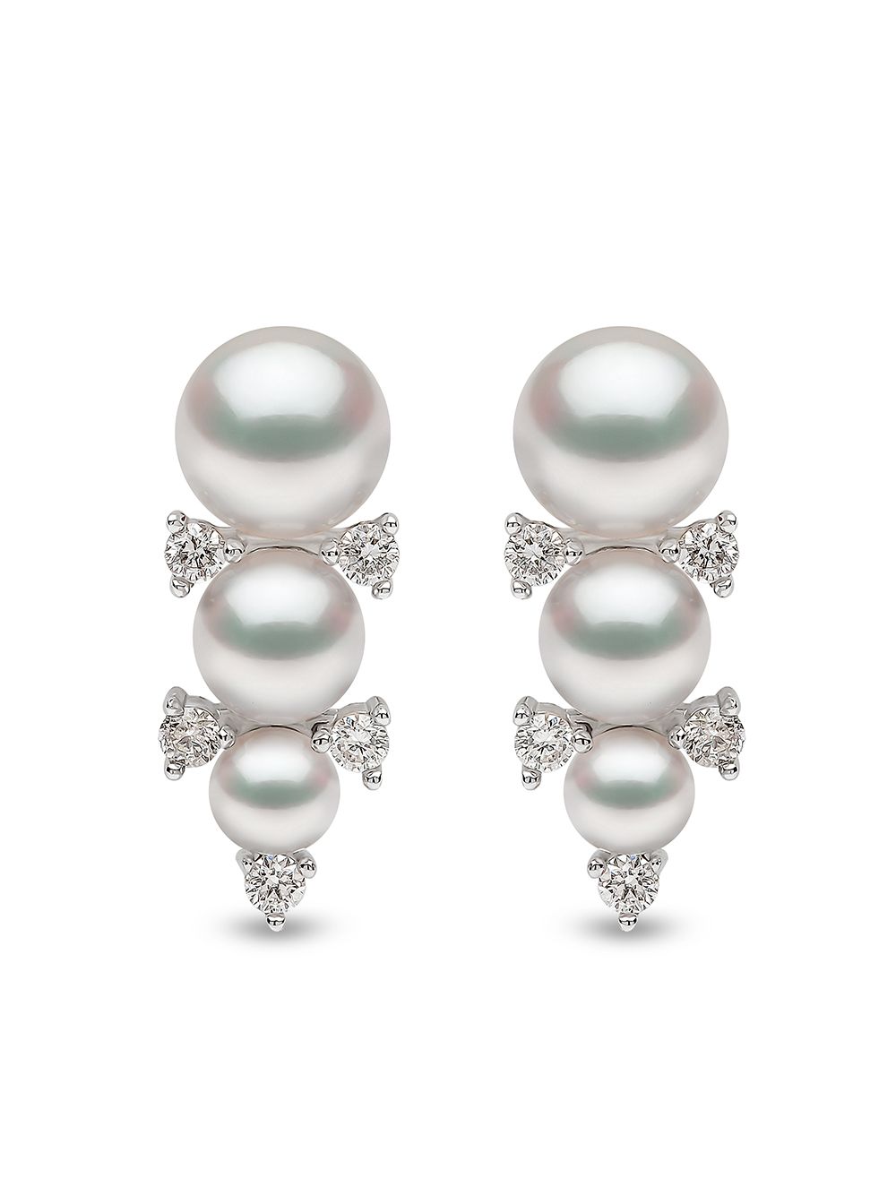 Yoko London 18kt white gold Sleek Akoya pearl and diamond stud earrings - Silver von Yoko London