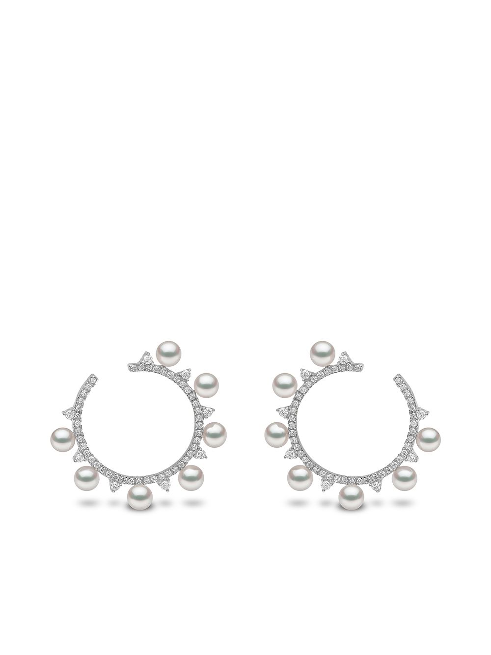 Yoko London 18kt white gold Sleek Akoya pearl diamond hoop earrings - Silver von Yoko London