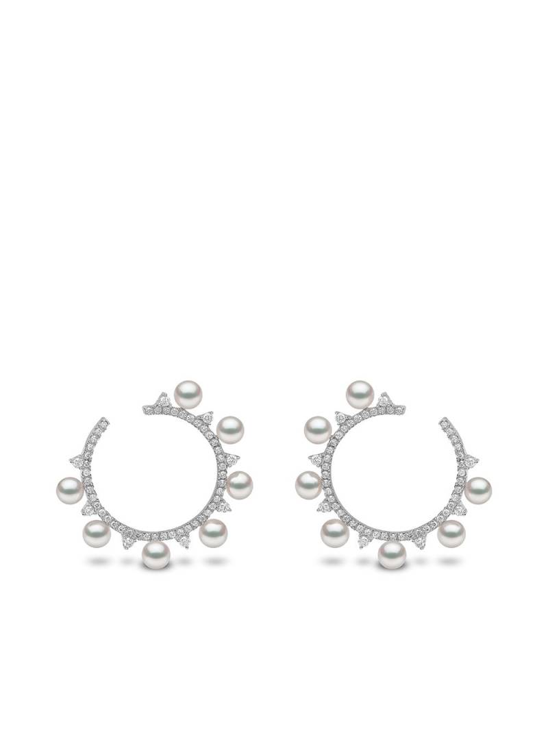 Yoko London 18kt white gold Sleek Akoya pearl diamond hoop earrings - Silver von Yoko London