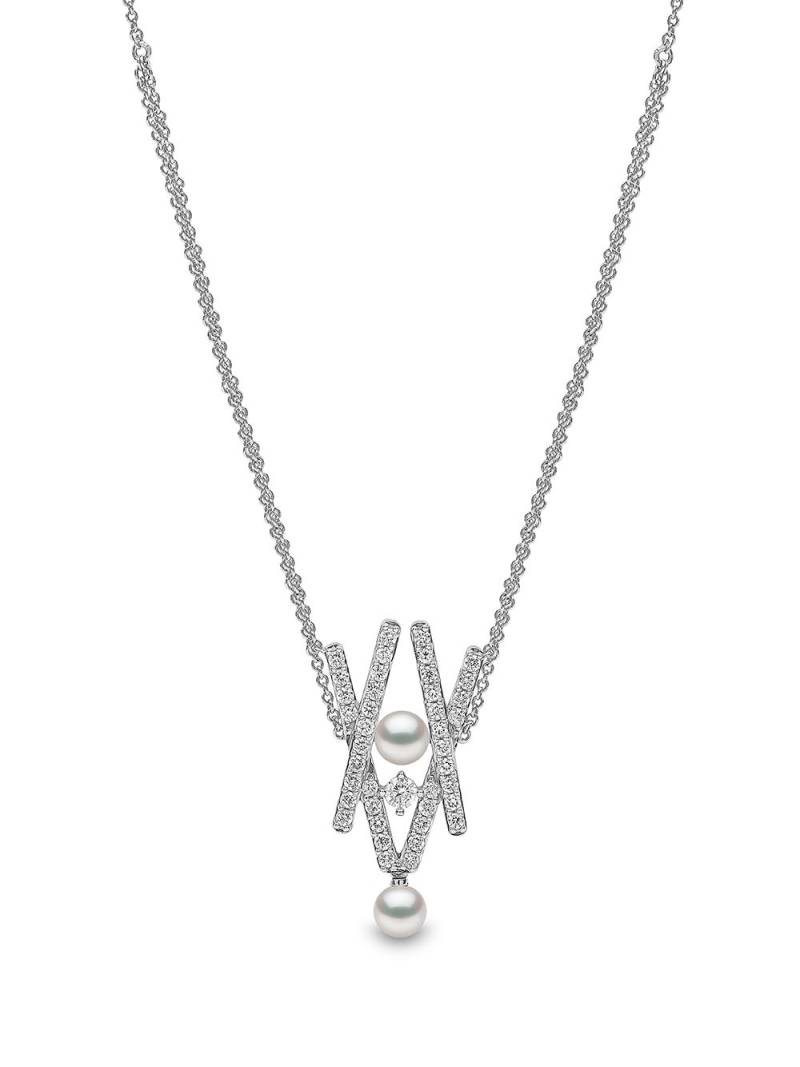 Yoko London 18kt white gold Sleek Akoya pearl diamond pendant necklace - Silver von Yoko London