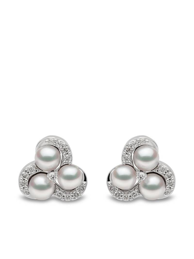 Yoko London 18kt white gold Sleek Akoya pearl diamond stud earrings - Silver von Yoko London