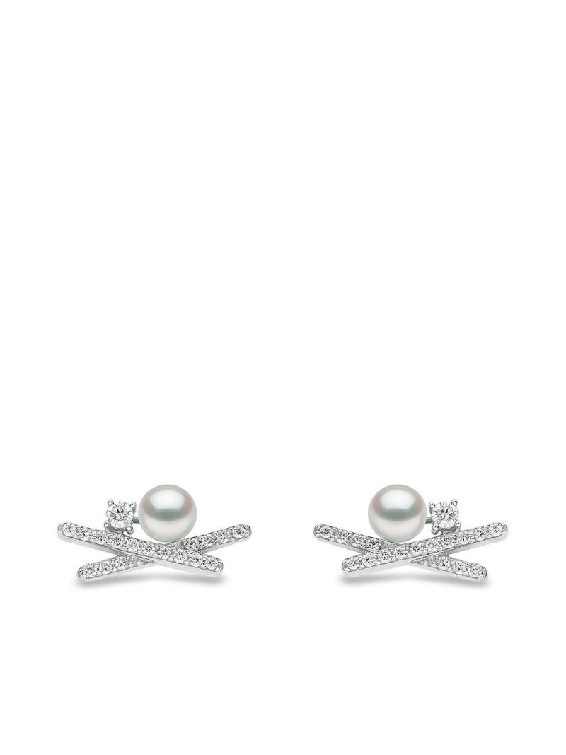 Yoko London 18kt white gold Sleek Akoya pearl diamond stud earrings - Silver von Yoko London