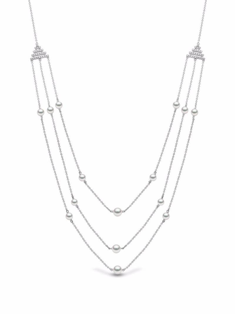 Yoko London 18kt white gold Sleek Freshwater pearl diamond necklace - Silver von Yoko London