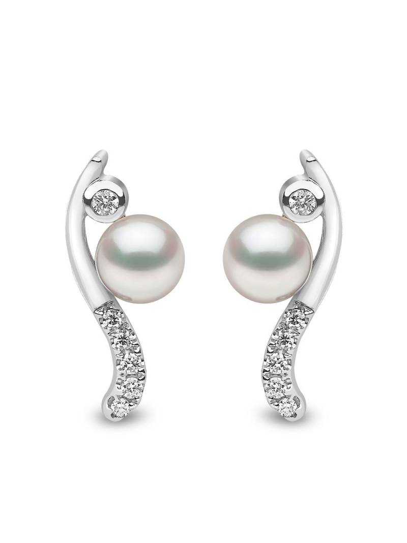 Yoko London 18kt white gold Trend freshwater pearl and diamond earrings - Silver von Yoko London