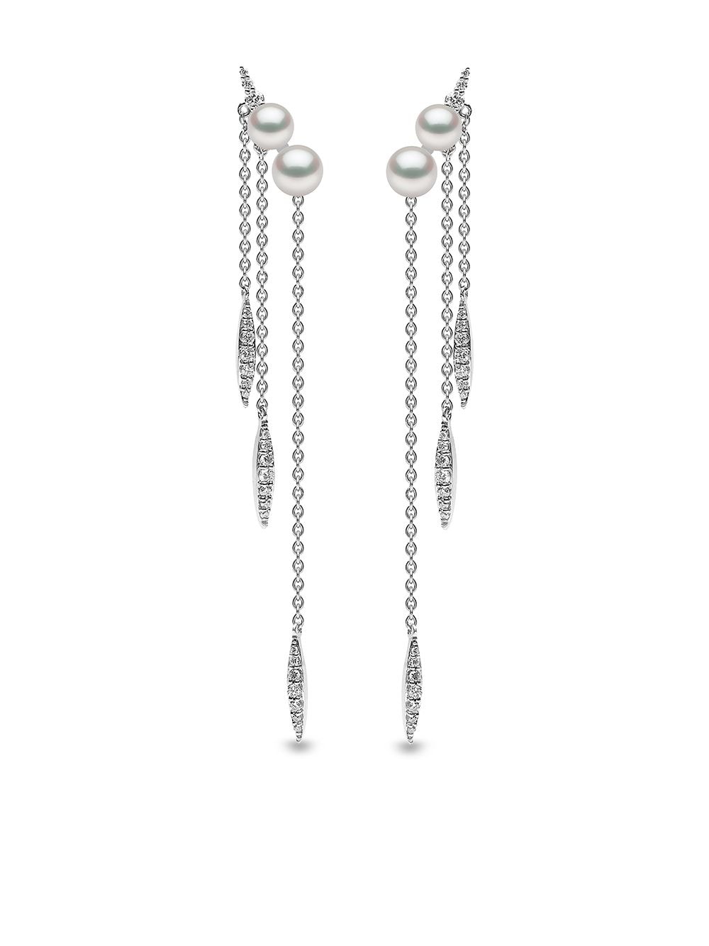 Yoko London 18kt white gold Trend freshwater pearl and diamond earrings - Silver von Yoko London