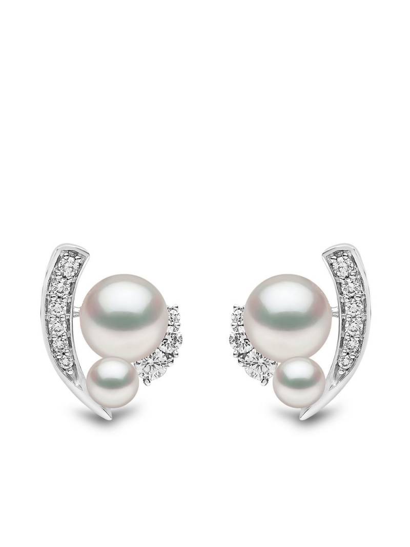 Yoko London 18kt white gold Trend freshwater pearl and diamond earrings - Silver von Yoko London