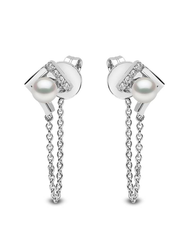 Yoko London 18kt white gold Trend freshwater pearl and diamond earrings - Silver von Yoko London