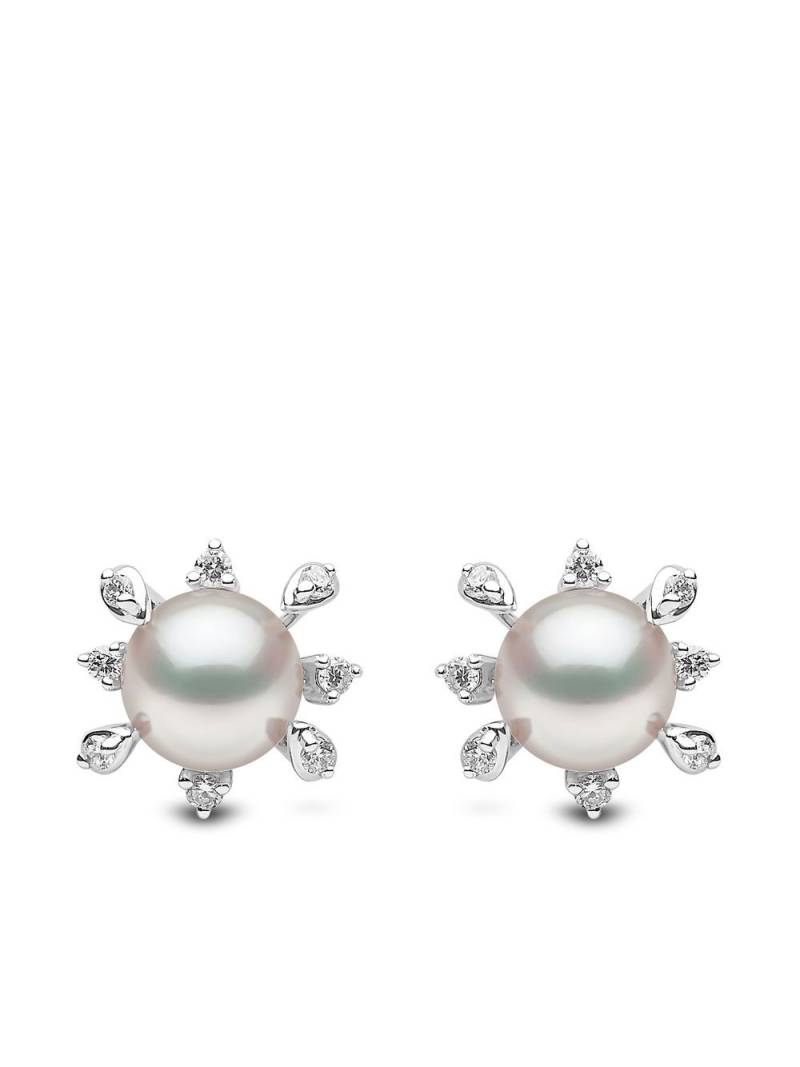 Yoko London 18kt white gold Trend freshwater pearl and diamond earrings - Silver von Yoko London