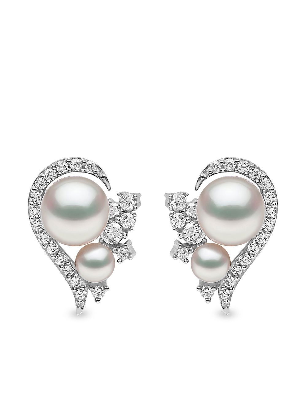 Yoko London 18kt white gold Trend freshwater pearl and diamond earrings - Silver von Yoko London