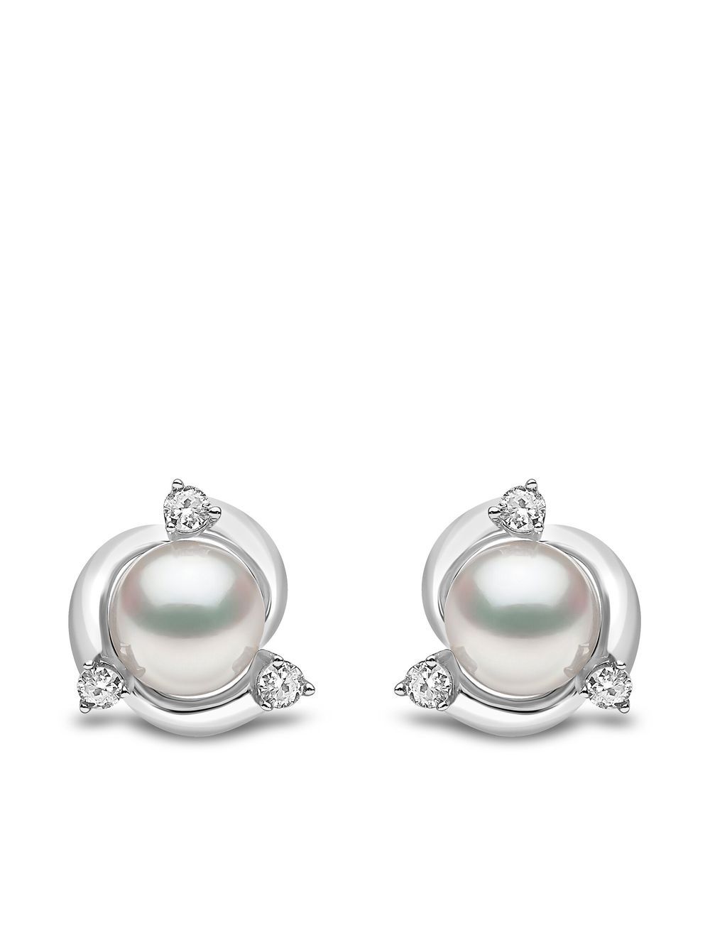 Yoko London 18kt white gold Trend freshwater pearl and diamond earrings - Silver von Yoko London