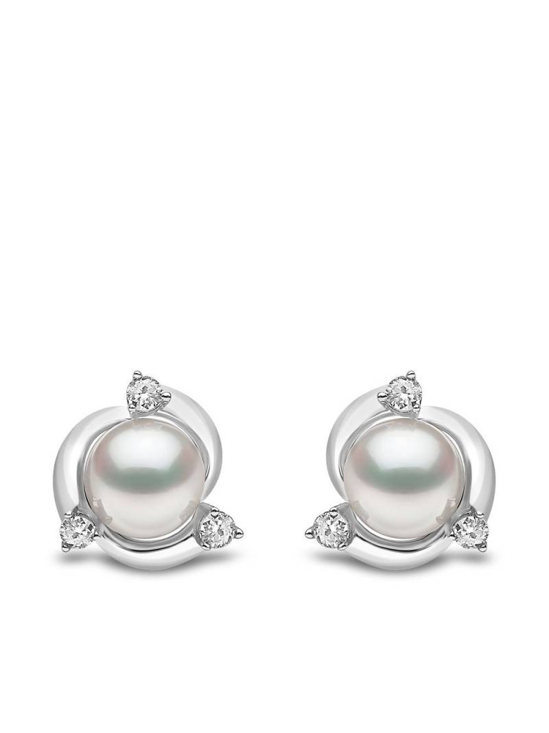 Yoko London 18kt white gold Trend freshwater pearl and diamond earrings - Silver von Yoko London